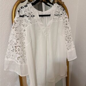 Elegant White Lace Women's Top